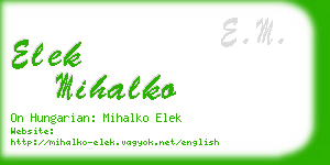 elek mihalko business card